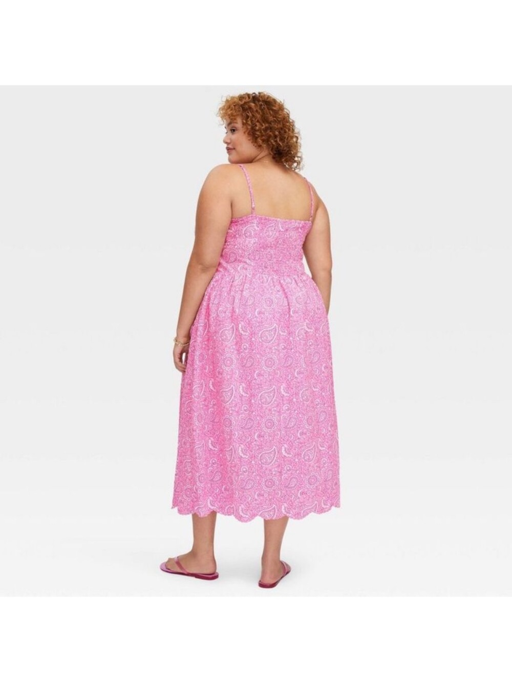 Roller Rabbit Pink Eyelet Midi Dress with Spaghetti Straps - Picture 2 of 9